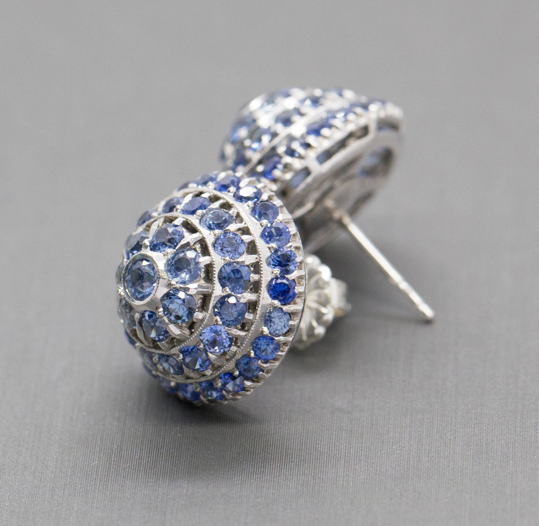 Antique Harem Design 6.00ctw Sapphire Sterling Silver Earrings