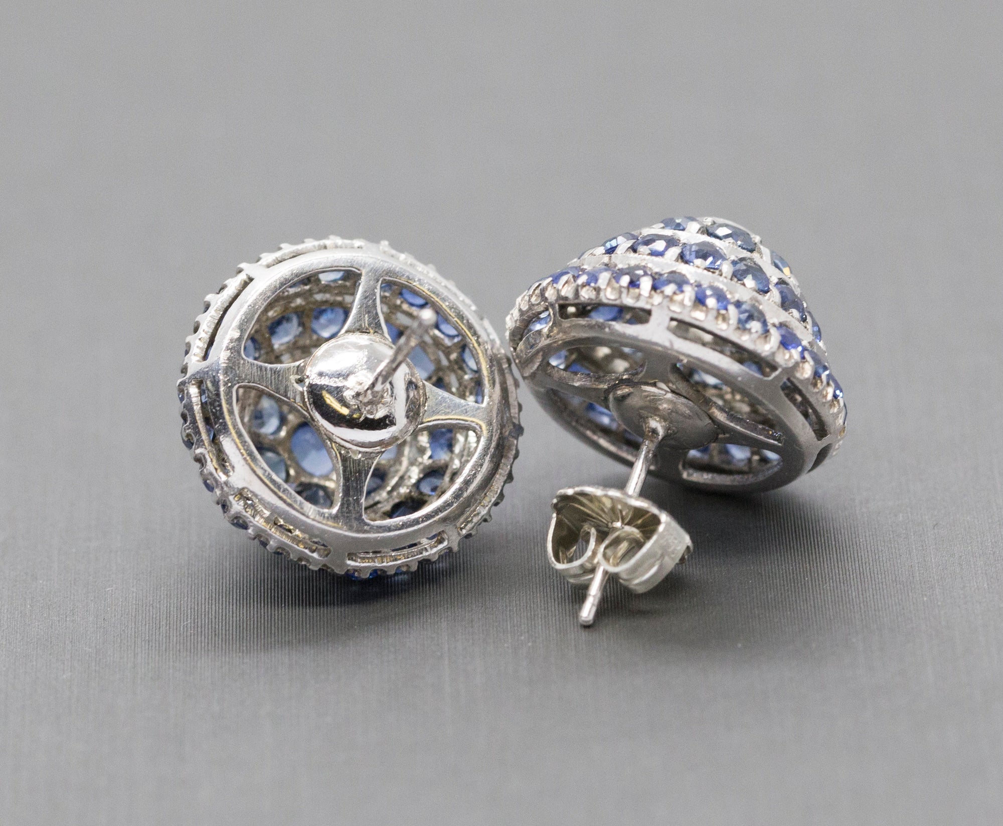 Antique Harem Design 6.00ctw Sapphire Sterling Silver Earrings