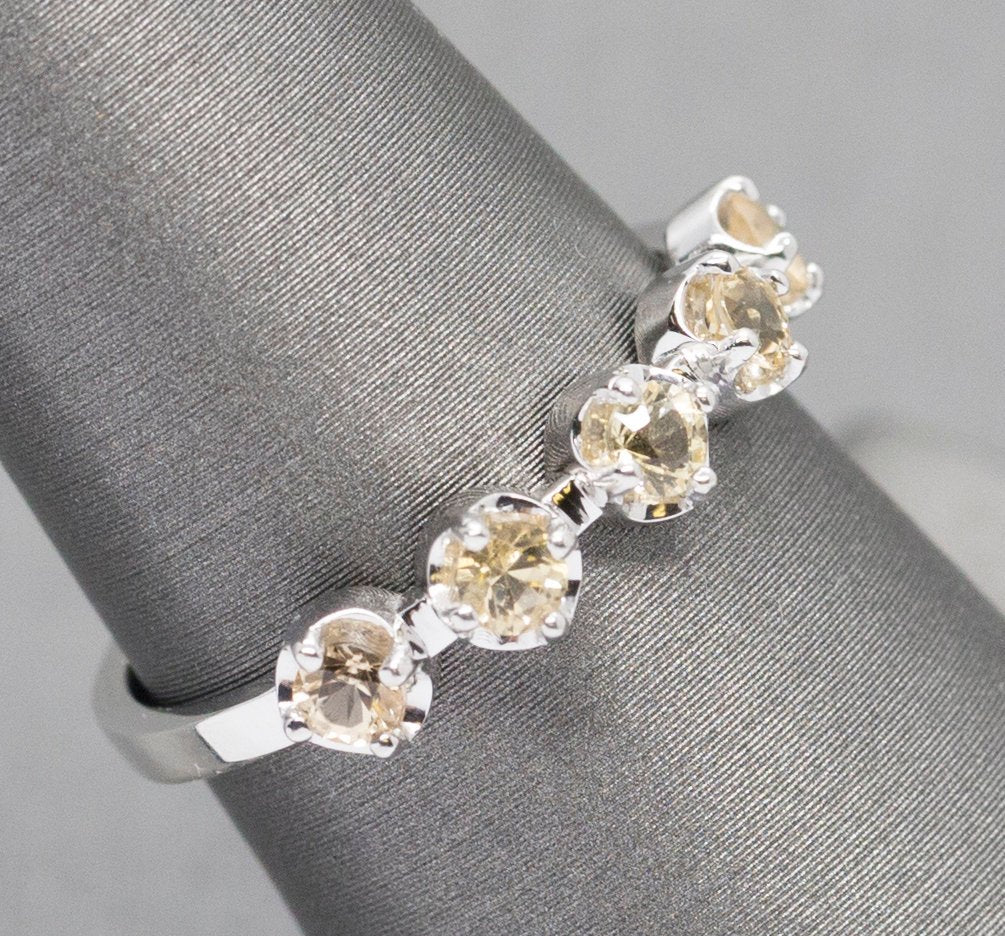 Peach 0.60ctw Imperial Topaz 14k White Gold Stack Ring Size 7.25