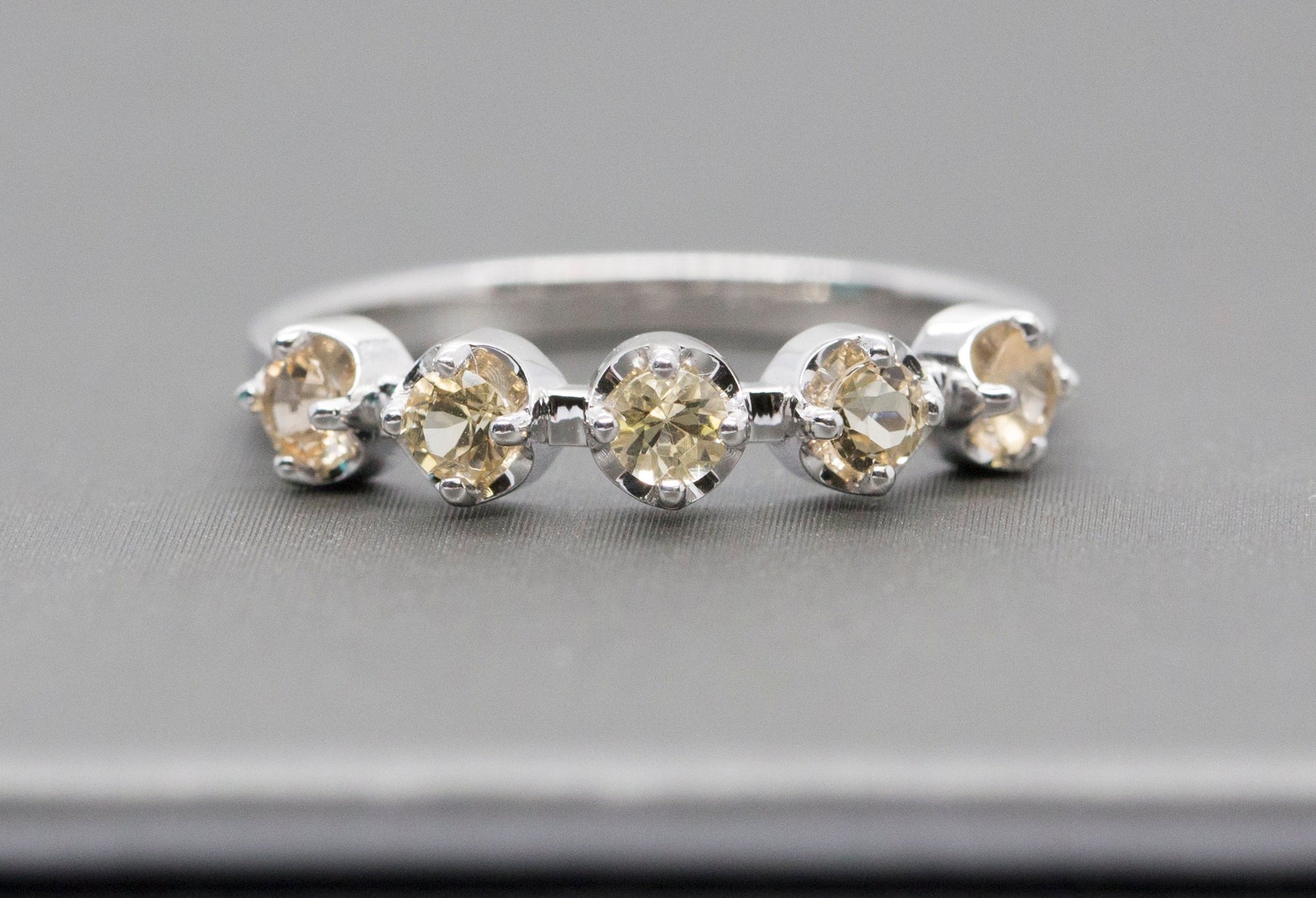 Peach 0.60ctw Imperial Topaz 14k White Gold Stack Ring Size 7.25