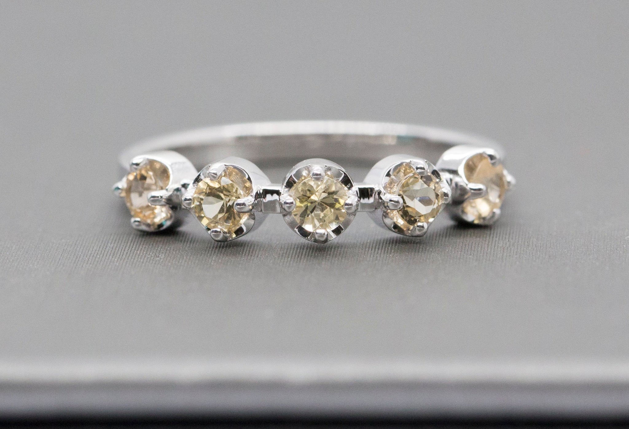 Peach 0.60ctw Imperial Topaz 14k White Gold Stack Ring Size 7.25