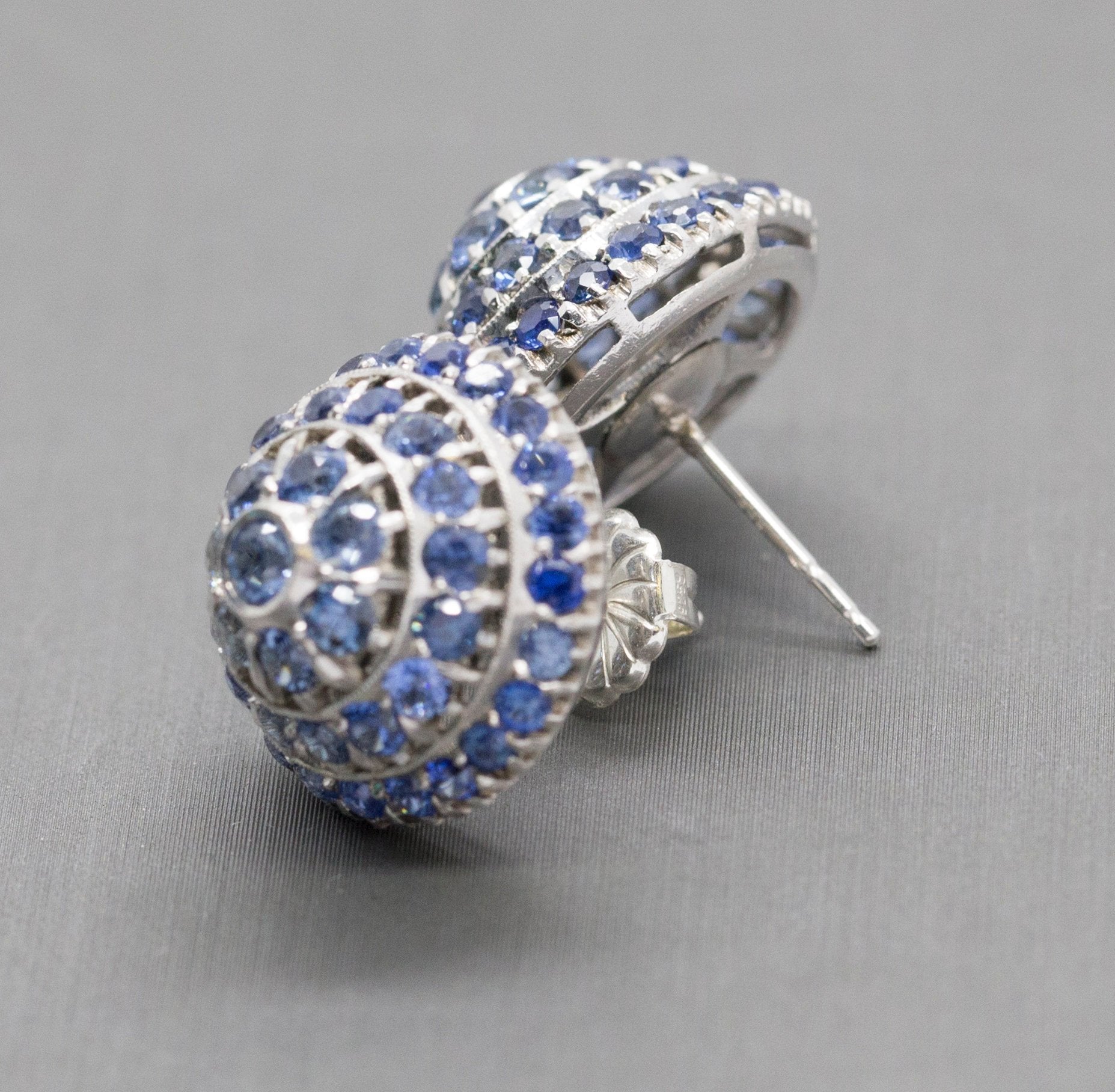 Antique Harem Design 6.00ctw Sapphire Sterling Silver Earrings