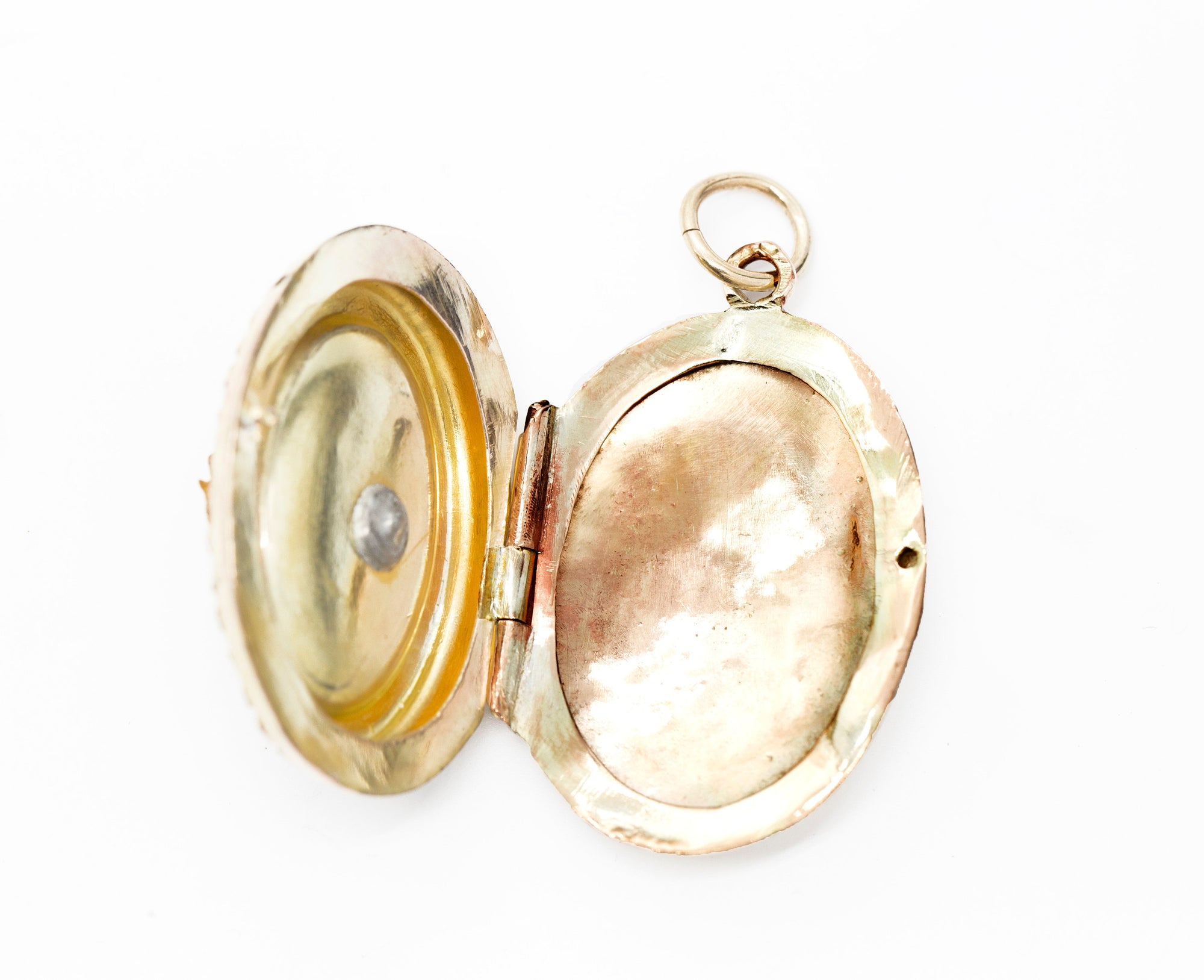 Antique Victorian Italian Bird and Pearl Locket Pendant 14k Yellow Gold