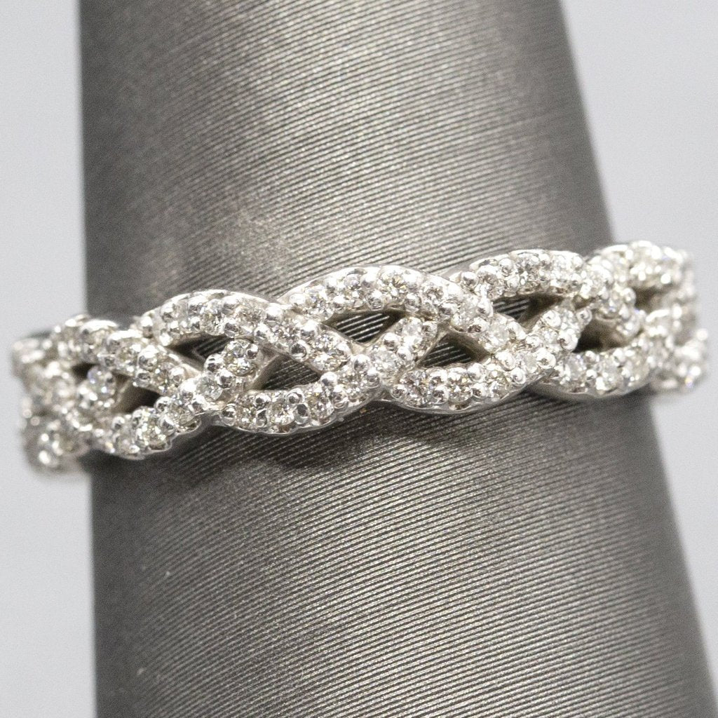 Infinity 0.75ctw Criss Cross Infinity Diamond Eternity Band Ring 14k White Gold Size 7
