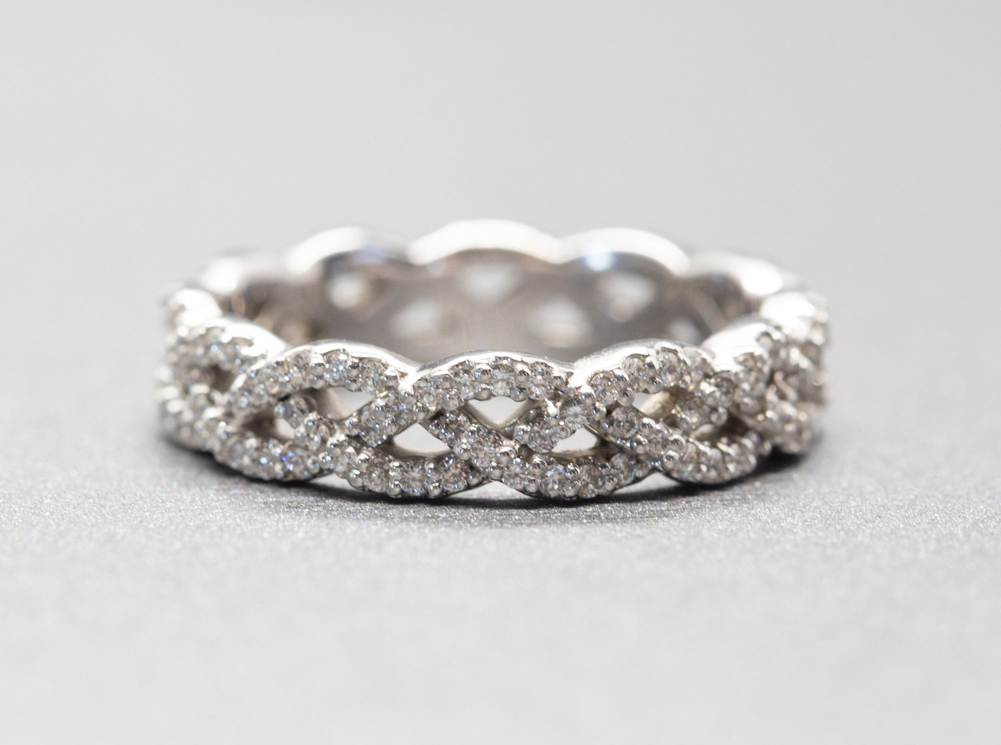 Infinity 0.75ctw Criss Cross Infinity Diamond Eternity Band Ring 14k White Gold Size 7