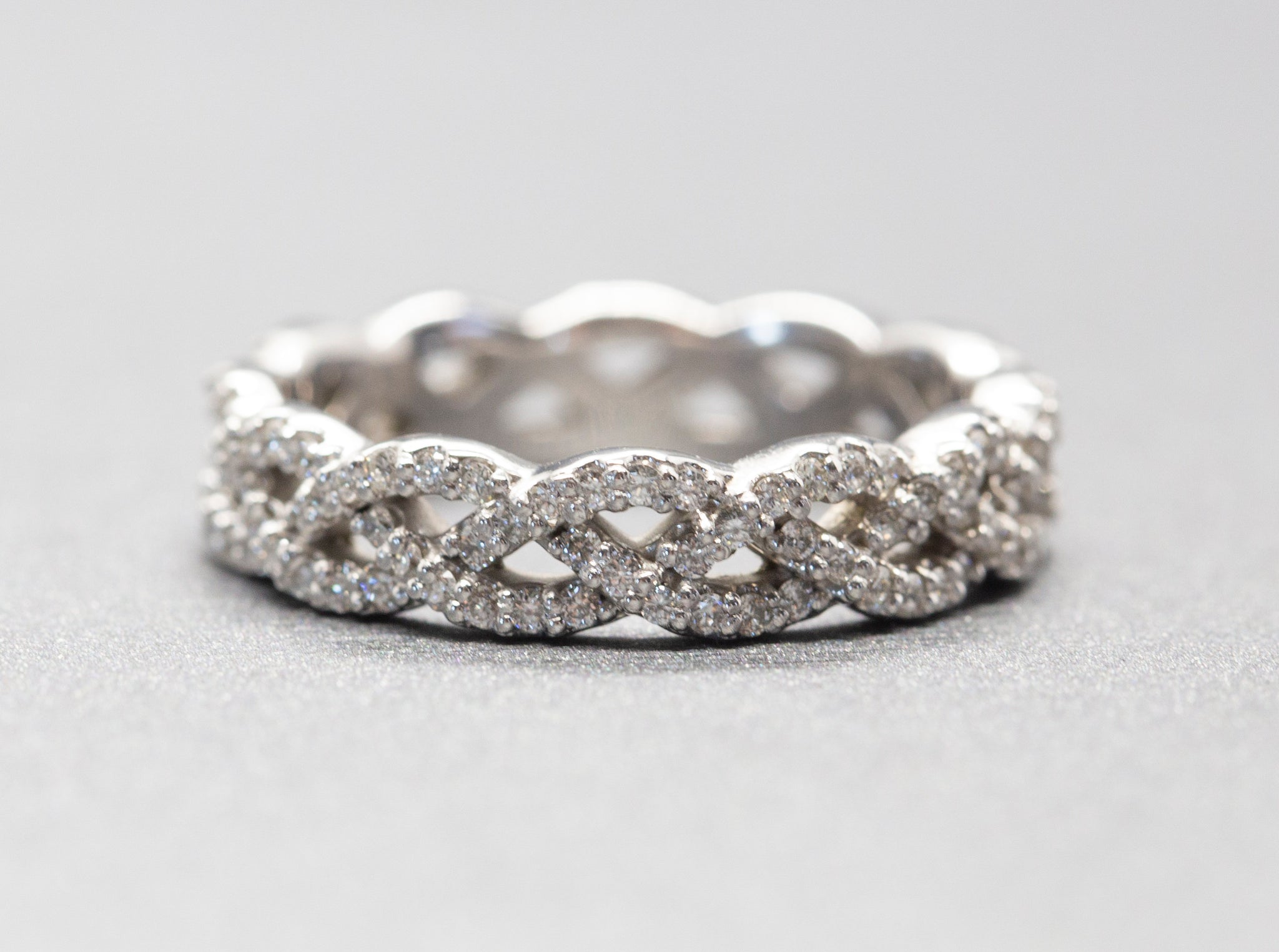 Infinity 0.75ctw Criss Cross Infinity Diamond Eternity Band Ring 14k White Gold Size 7