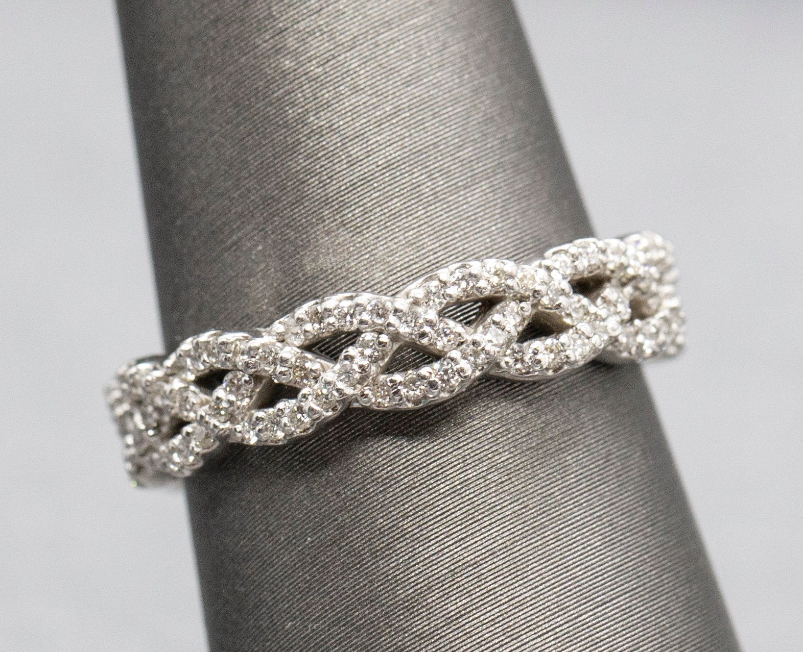 0.75ctw Criss Cross Infinity Diamond Eternity Band Ring, Twisted Diamond Wedding Band Ring, Infinity Diamond Stackable Ring, Right Hand Ring