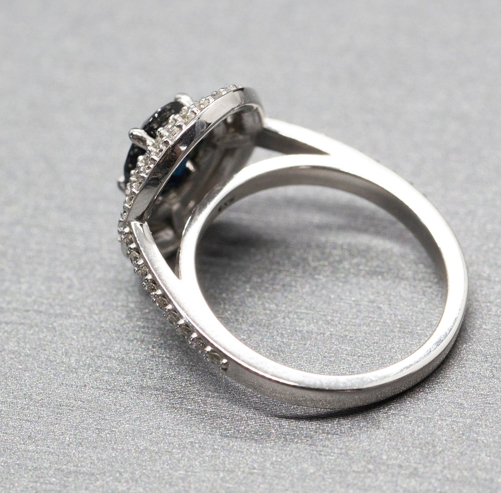 Handcrafted 2.47ctw Natural Blue Sapphire and Double Diamond Halo Ring 14k Size 7