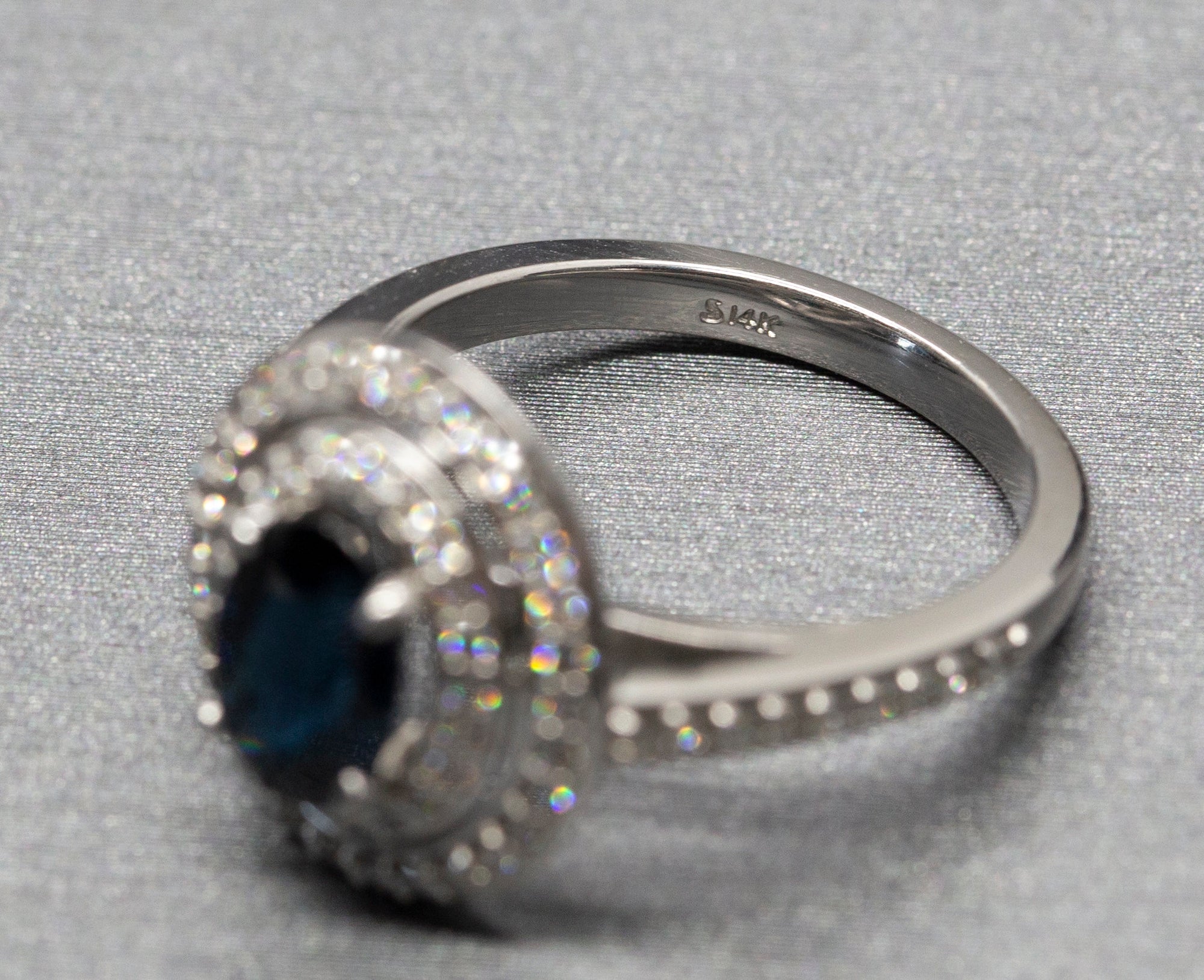 Handcrafted 2.47ctw Natural Blue Sapphire and Double Diamond Halo Ring 14k Size 7