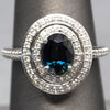 Handcrafted 2.47ctw Natural Blue Sapphire and Double Diamond Halo Ring 14k, Sapphire Engagement Ring, September Birthstone, Statement Ring