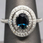 Handcrafted 2.47ctw Natural Blue Sapphire and Double Diamond Halo Ring 14k, Sapphire Engagement Ring, September Birthstone, Statement Ring