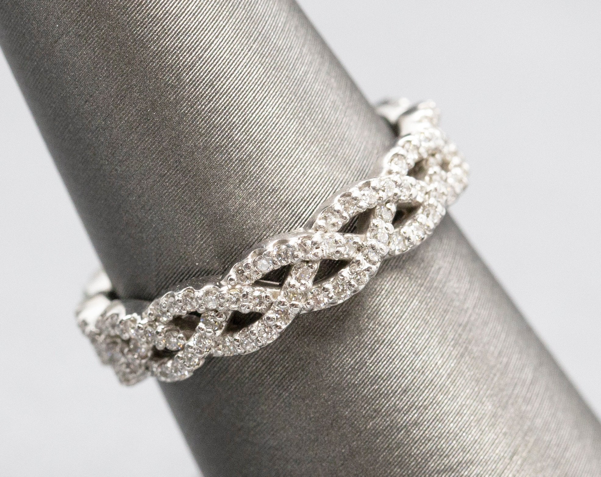 Infinity 0.75ctw Criss Cross Infinity Diamond Eternity Band Ring 14k White Gold Size 7