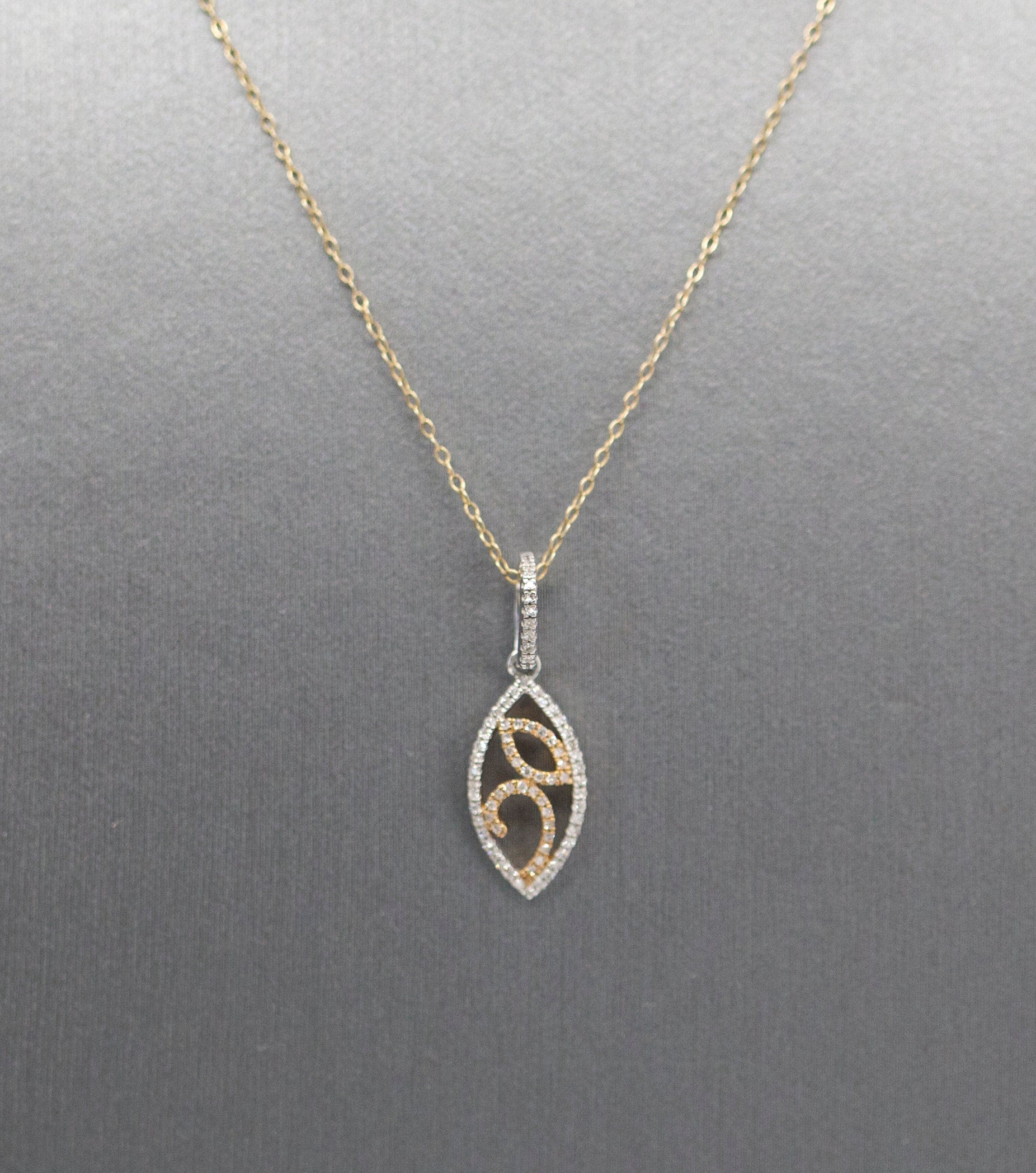 Dainty 0.11ctw Diamond Pendant Necklace in 14k White & Rose Gold