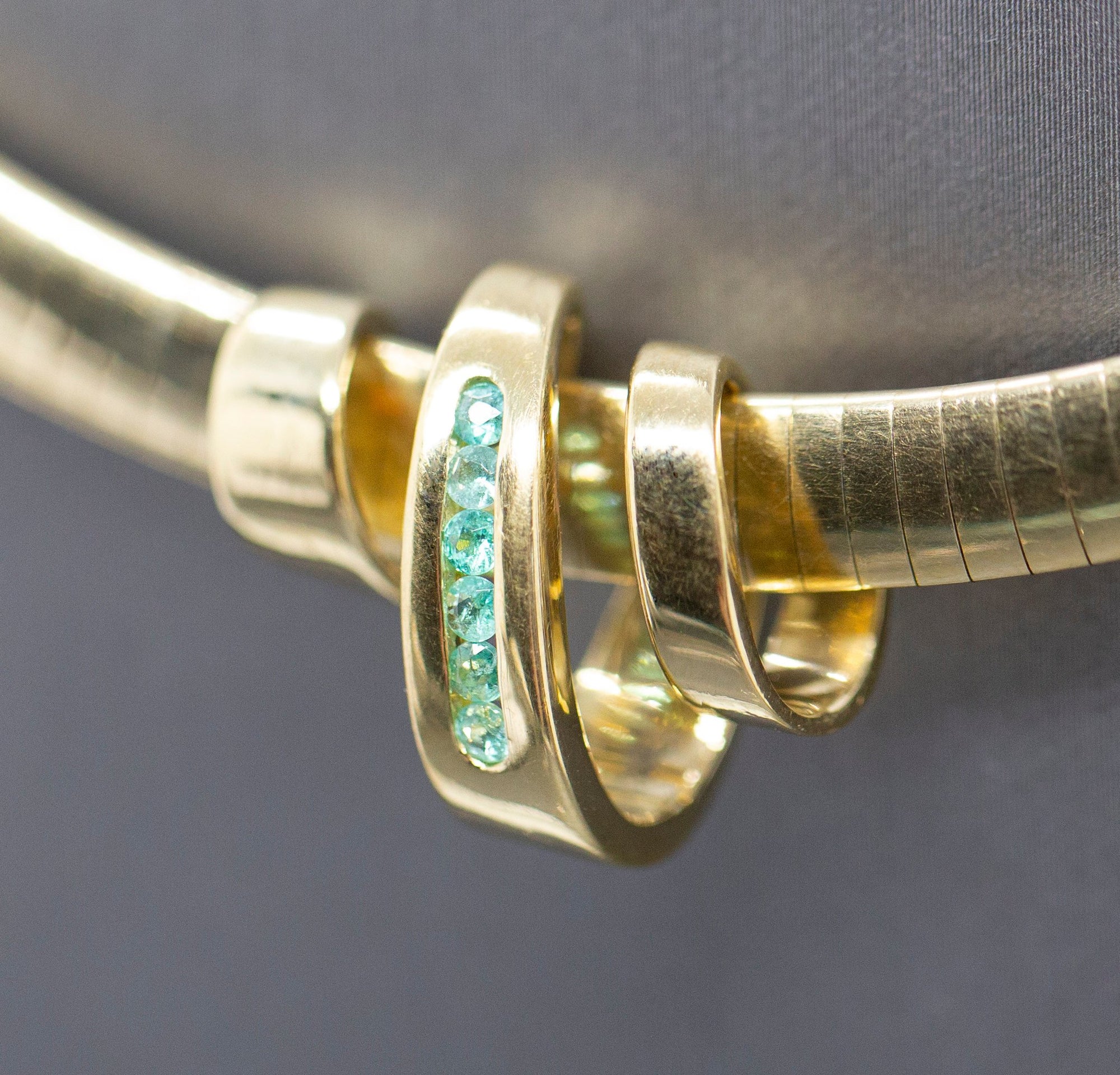 Brazilian Pariaba Tourmaline 18k Slide Pendant for Omega Chain