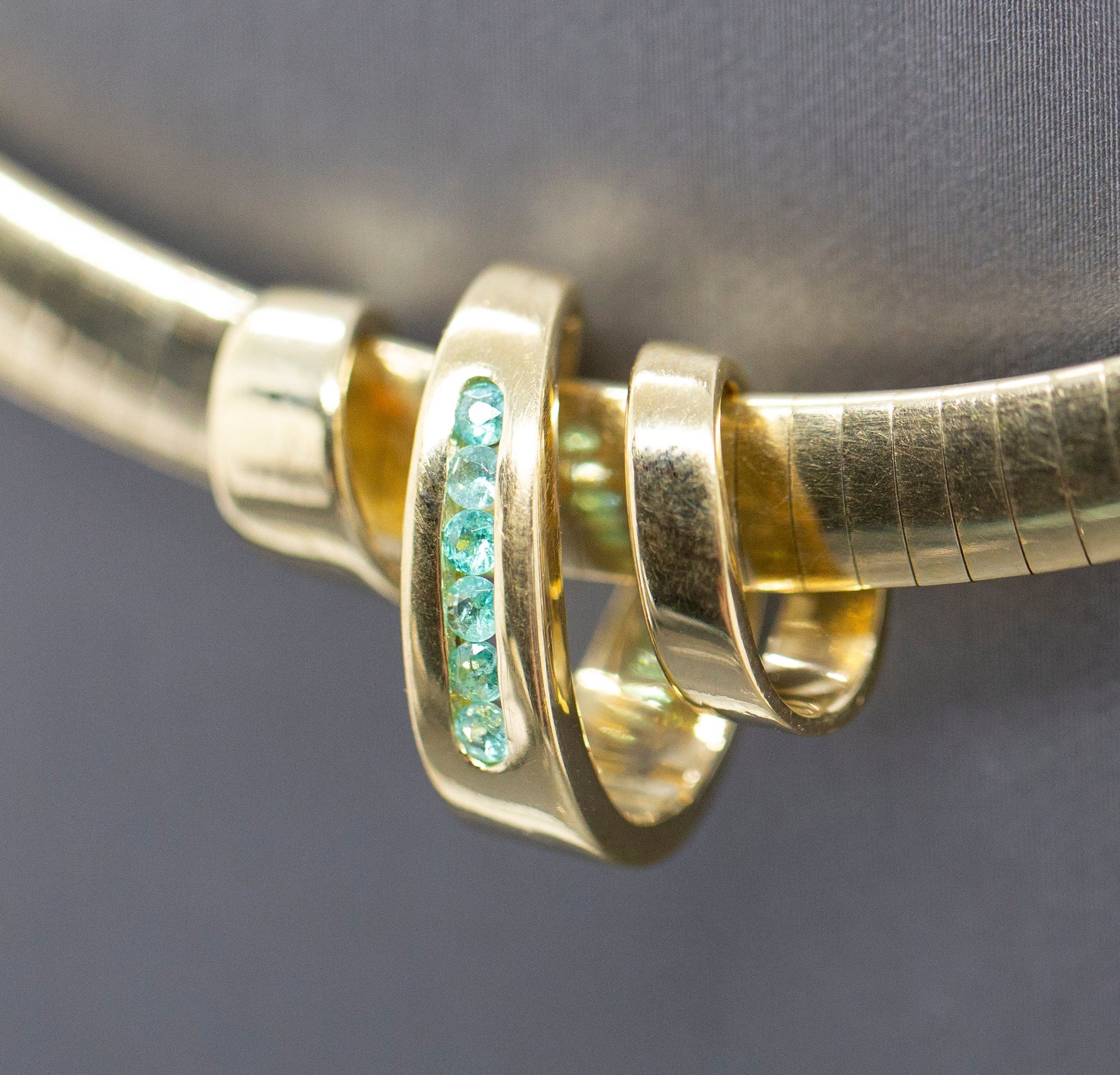 Brazilian Pariaba Tourmaline 18k Slide Pendant for Omega Chain