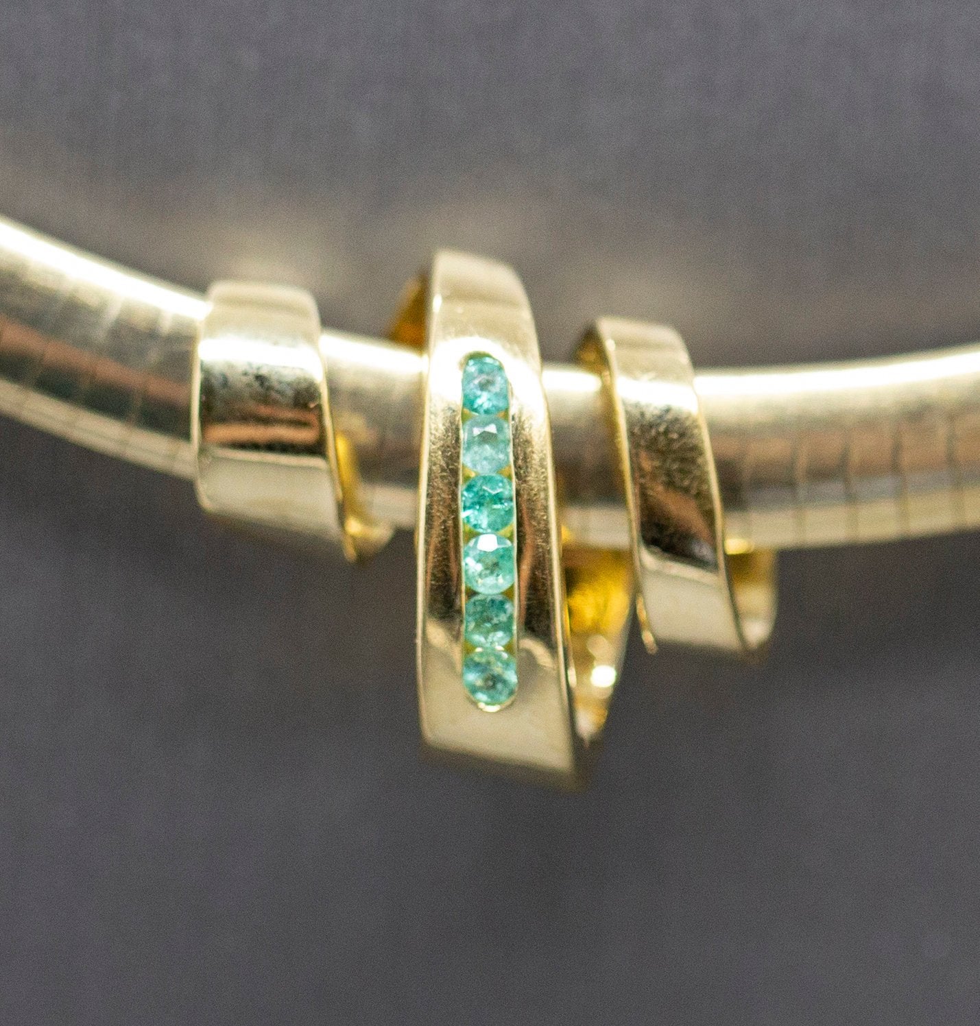 Brazilian Pariaba Tourmaline 18k Slide Pendant for Omega Chain
