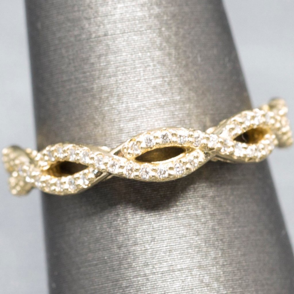 0.35ctw Diamond Infinity Wedding Band Ring 14k Yellow Gold Size 7.25
