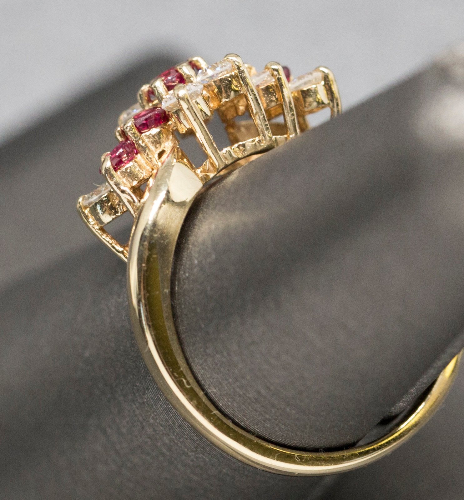 Perfect Three Row 1.00ctw Ruby and Diamond Band Ring 14k