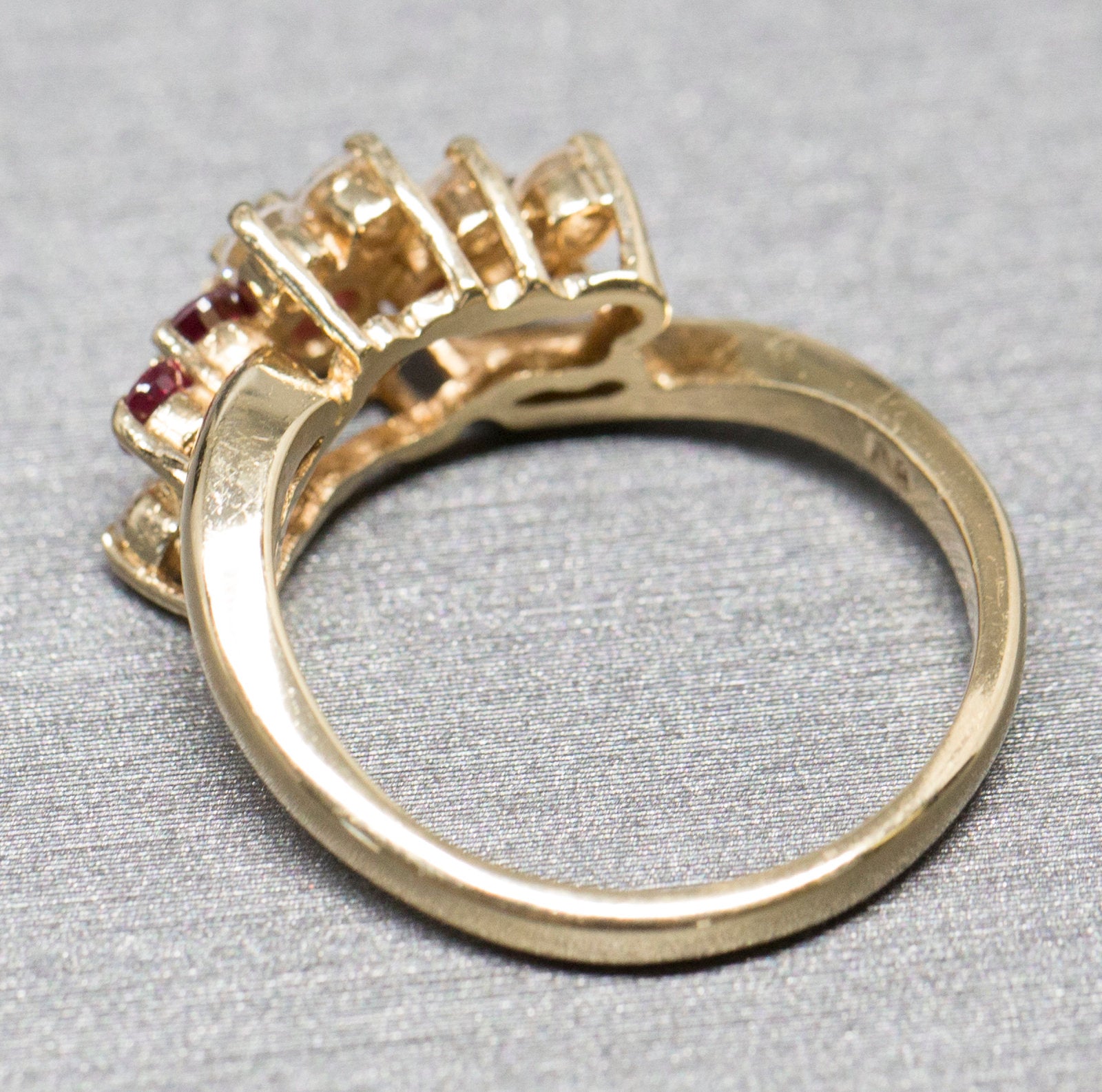 Perfect Three Row 1.00ctw Ruby and Diamond Band Ring 14k