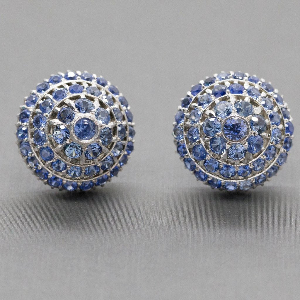 Antique Harem Design 6.00ctw Sapphire Sterling Silver Earrings