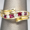 18k Ruby and Diamond Bypass Ring, Ruby and Diamond Band Ring, Anniversary Band, Birthstone Ring, July Birthstone, Solid 18k Band Ring, Ruby
