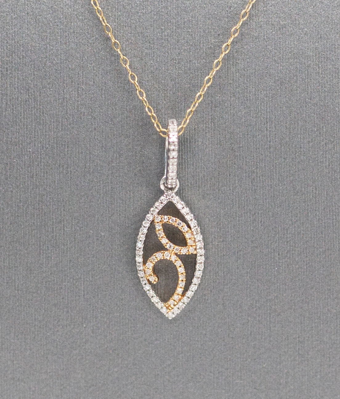 Dainty 0.11ctw Diamond Pendant Necklace in 14k White & Rose Gold