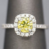 1.25ctw Yellow Diamond Halo Platinum Engagement Ring, Yellow Diamond Engagement Ring, Yellow Diamond Halo, Yellow Diamond Platinum Ring