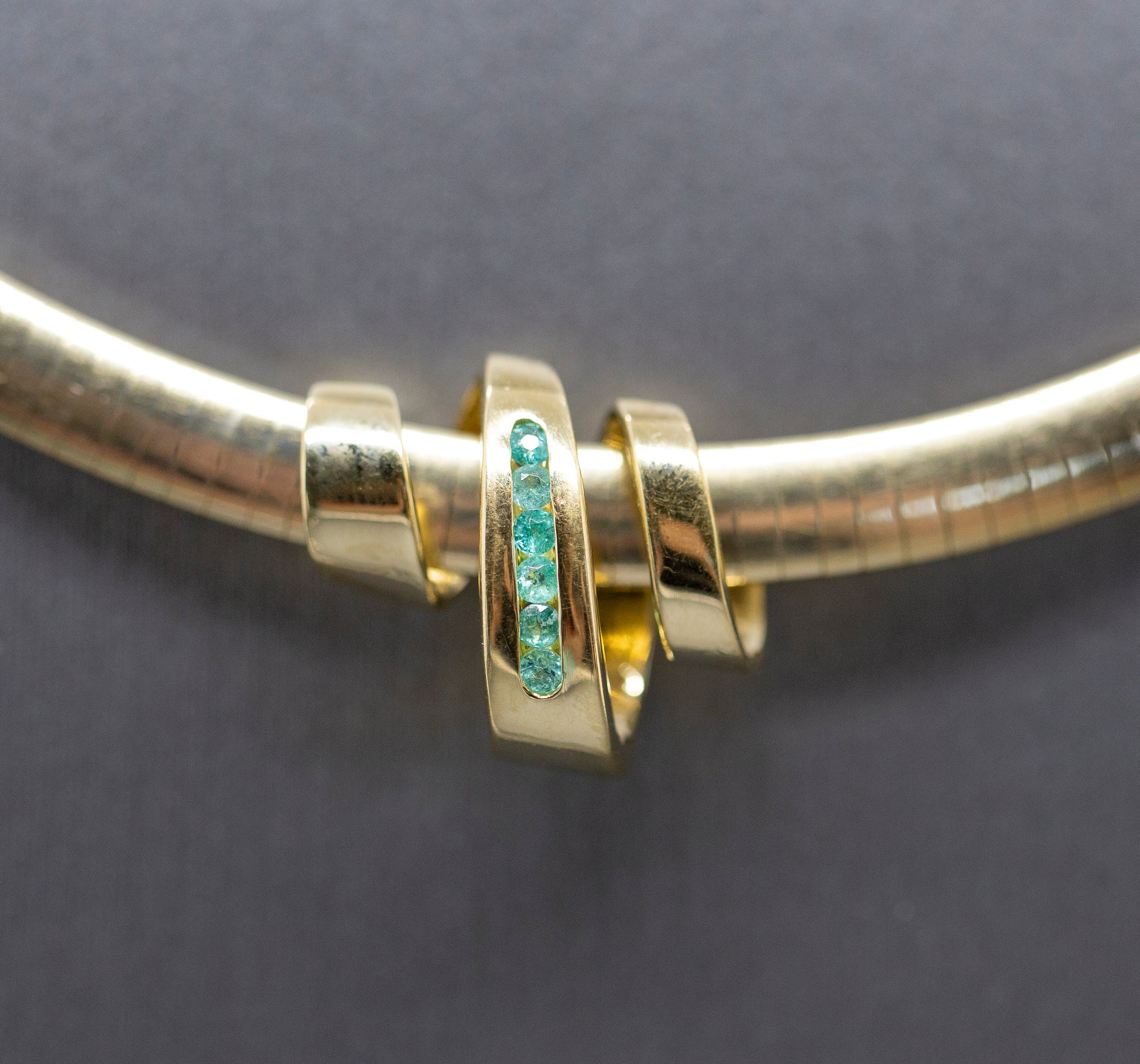 Brazilian Pariaba Tourmaline 18k Slide Pendant for Omega Chain