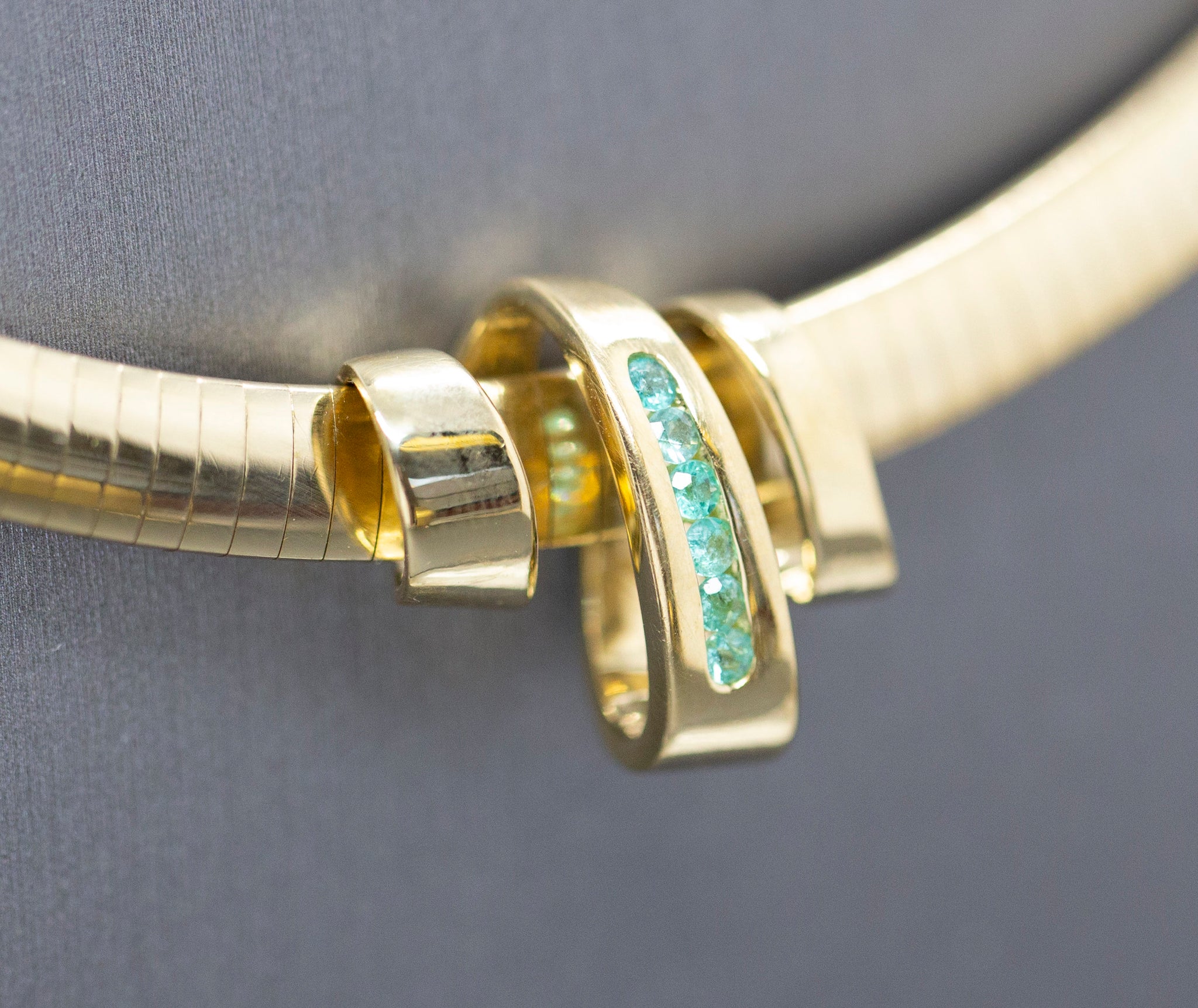 Brazilian Pariaba Tourmaline 18k Slide Pendant for Omega Chain