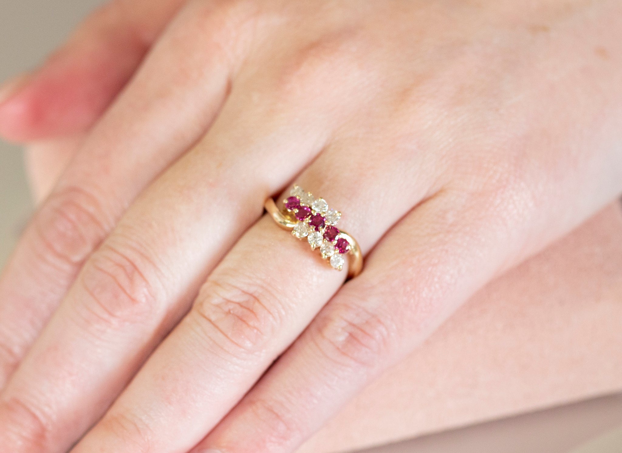 Perfect Three Row 1.00ctw Ruby and Diamond Band Ring 14k