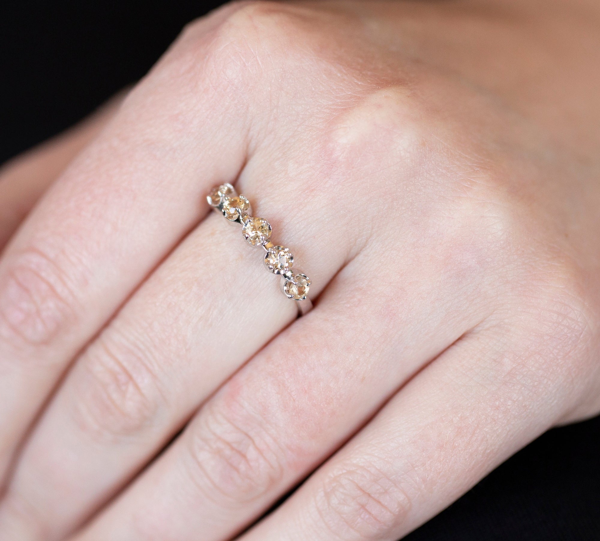 Peach 0.60ctw Imperial Topaz 14k White Gold Stack Ring Size 7.25