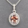Handcrafted Natural Peach Zircon and Diamond Halo Pendant Necklace 14k, Bellini Zircon, Gemstone Necklace, December Birthstone, Gift for Her